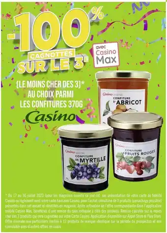 Casino -100% cagnottés sur le 3e avec casino max au choix parmi les confitures 370g