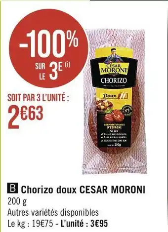 Casino Supermarchés Cesar moroni chorizo doux offre