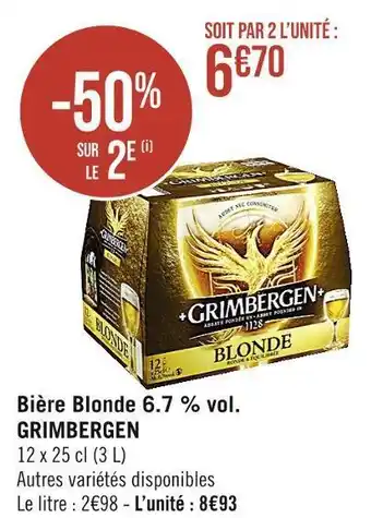 Casino Supermarchés Grimbergen bière blonde 6,7% vol. offre