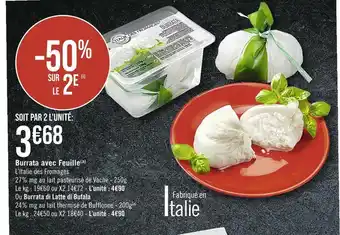 Casino Supermarchés L'italie de fromages burrata avec feuille offre