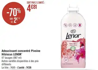 Casino Supermarchés Lenor adoucissant concentré pivoine hibiscus* offre