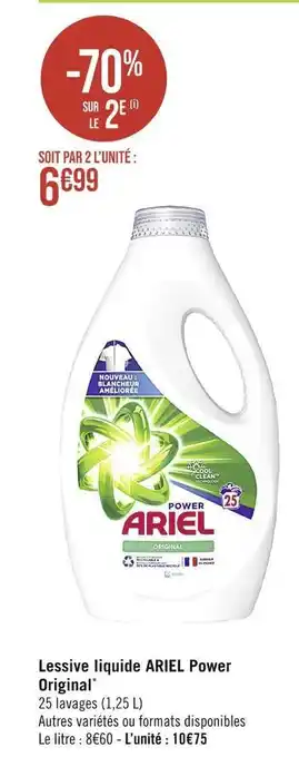 Casino Supermarchés Ariel lessive liquide power original* offre