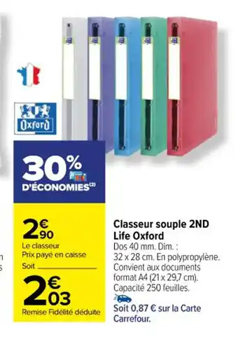 Carrefour Classeur souple 2ND offre