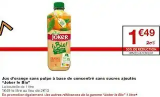 Monoprix Jus d’orange sans pulpe à base de concentré sans sucres ajoutés offre