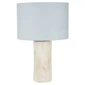Lampe en bois d'eucalyptus et abat-jour en coton vert d'eau