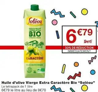 Monoprix Huile d’olive Vierge Extra Caractère Bio “Soléou” offre