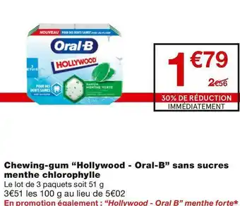 Chewing-gum sans sucres menthe chlorophylle