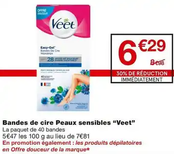Monoprix Bandes de cire Peaux sensibles offre