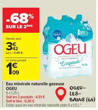 Carrefour Market Eau minérale naturelle gazeuse OGEU offre