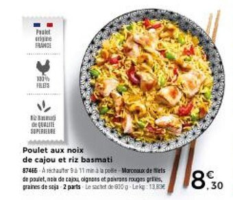 Thiriet Poulet aux noix de cajou et riz basmati offre