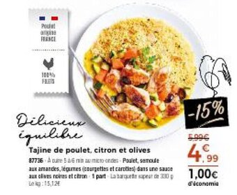 Thiriet Tajine de poulet, citron et olives offre