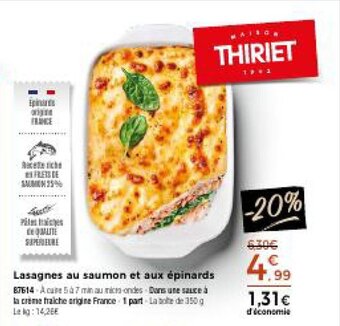 Thiriet Lasagnes au saumon et aux épinards offre