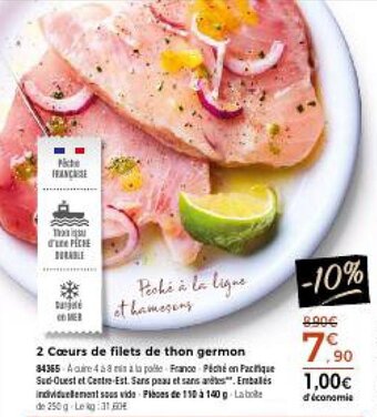 Thiriet 2 Coeurs de filets de thon germon offre