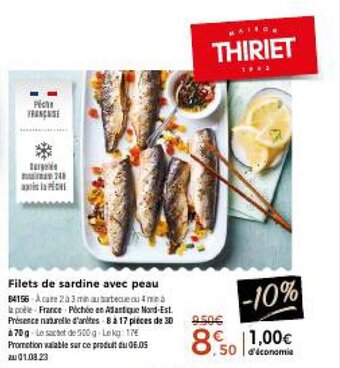 Thiriet Filets de sardine avec peau offre
