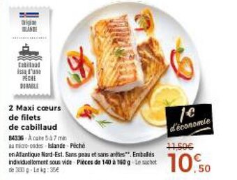 Thiriet 2 Maxi coeurs de filets de cabillaud offre