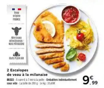 Thiriet 2 Escalopes de veau à la milanaise offre