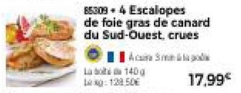 Thiriet 4 Escalopes de foie gras de canard du Sud-Ouest, crues offre