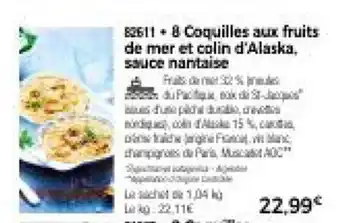 Thiriet 8 Coquilles aux fruits de mer et colin d'Alaska, sauce nantaise offre