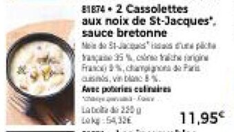 Thiriet 2 Cassolettes aux noix de St-Jacques", sauce bretonne offre