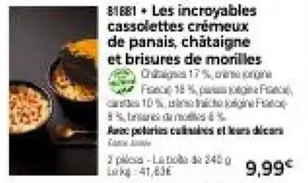 Les incroyables cassolettes crémeux de panais, châtaigne et brisures de morilles