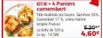 Thiriet 4 Paniers camembert offre