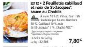 Thiriet 2 Feuilletés noix de St-Jacques", crevettes sauce au Chablis offre