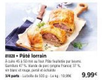 Thiriet Pate lorrain offre