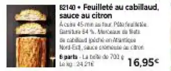 Thiriet Feuilleté au cabillaud, sauce au citron offre