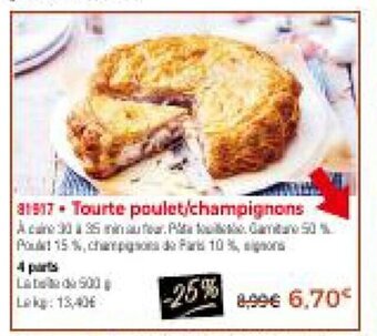 Thiriet Tourte poulet/champignons offre