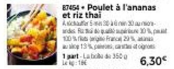 Thiriet Poulet a l'ananas et riz thai offre