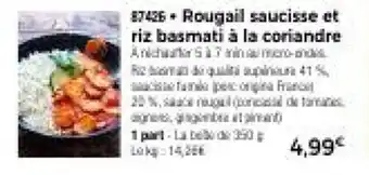 Thiriet Rougail saucisse et riz basmati a la coriandre offre