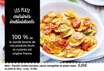 Thiriet Ravioli ricotta tomates, sauce courgettes et pesto rosso offre