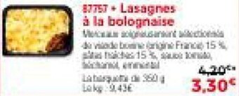 Thiriet Lasagnes a la bolognaise offre
