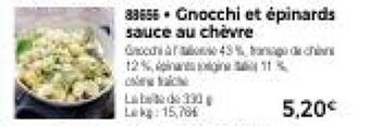 Thiriet Gnocchi et epinards sauce au chevre offre