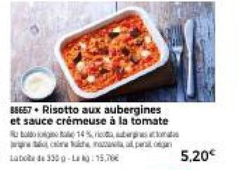 Thiriet Risotto aux aubergines et sauce crémeuse à la tomate offre