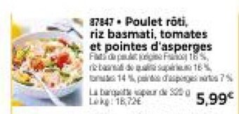Thiriet Poulet rôti, riz basmati, tomates et pointes d'asperges offre