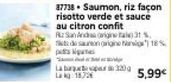 Thiriet Saumon, riz facon risotto verde et sauce au citron confit offre