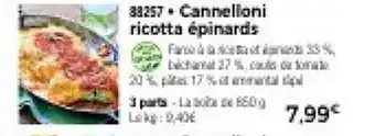 Thiriet Cannelloni ricotta épinards offre