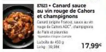 Thiriet Canard sauce au vin rouge de Cahors et champignons offre