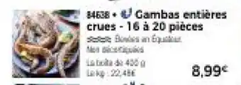 Thiriet Gambas entières crues - 16 à 20 pièces offre