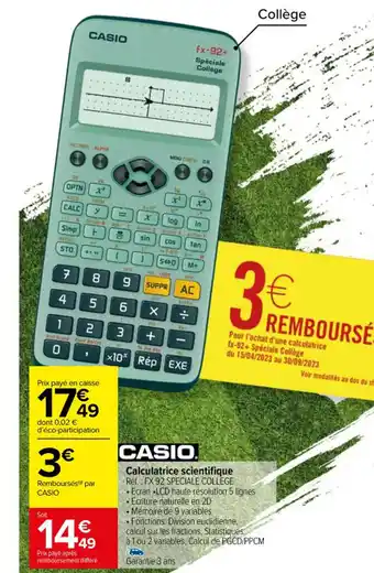 Calculatrice scientifique Réf. FX 92 SPECIALE COLLEGE