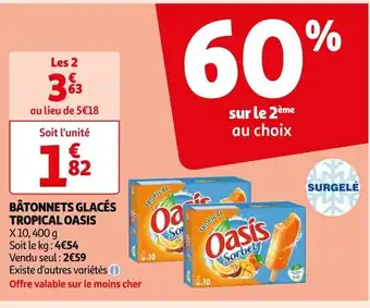 Auchan BÂTONNETS GLACÉS TROPICAL OASIS offre