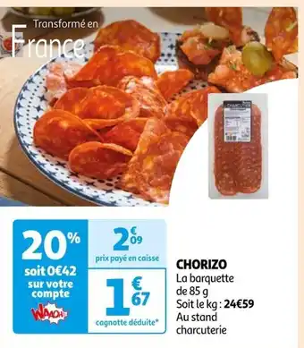 Auchan CHORIZO La barquette offre