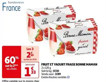 Auchan FRUIT ET YAOURT FRAISE BONNE MAMAN offre