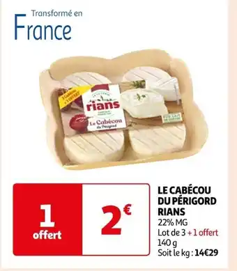 LE CABÉCOU DU PÉRIGORD RIANS 22% MG