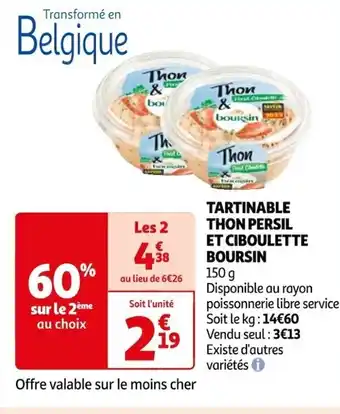 Auchan TARTINABLE THON PERSIL ET CIBOULETTE BOURSIN offre