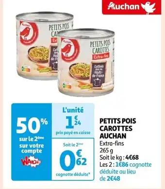 Auchan PETITS POIS CAROTTES AUCHAN Extra-fins offre