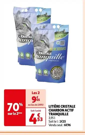 Auchan LITIÈRE CRISTALE CHARBON ACTIF TRANQUILLE 3,951 offre