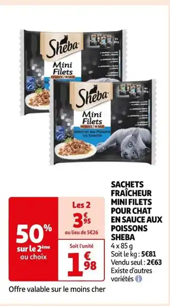 Auchan SACHETS FRAÎCHEUR MINI FILETS POUR CHAT offre