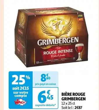 Auchan BIÈRE ROUGE GRIMBERGEN 12 x 25 cl Soit le l: 2€87 offre